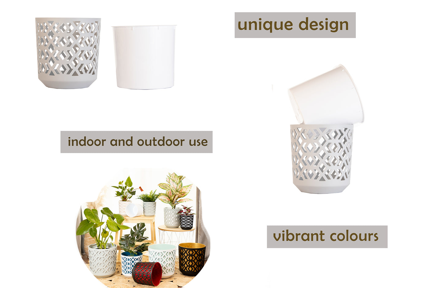 Plant Pots Indoor Large Aztek Set Of 3 Of Sizes 14/19/25cm