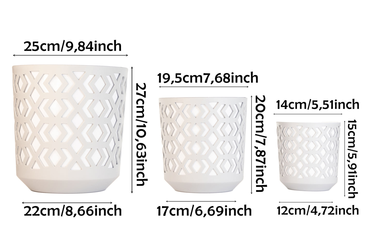 Plant Pots Indoor Large Aztek Set Of 3 Of Sizes 14/19/25cm