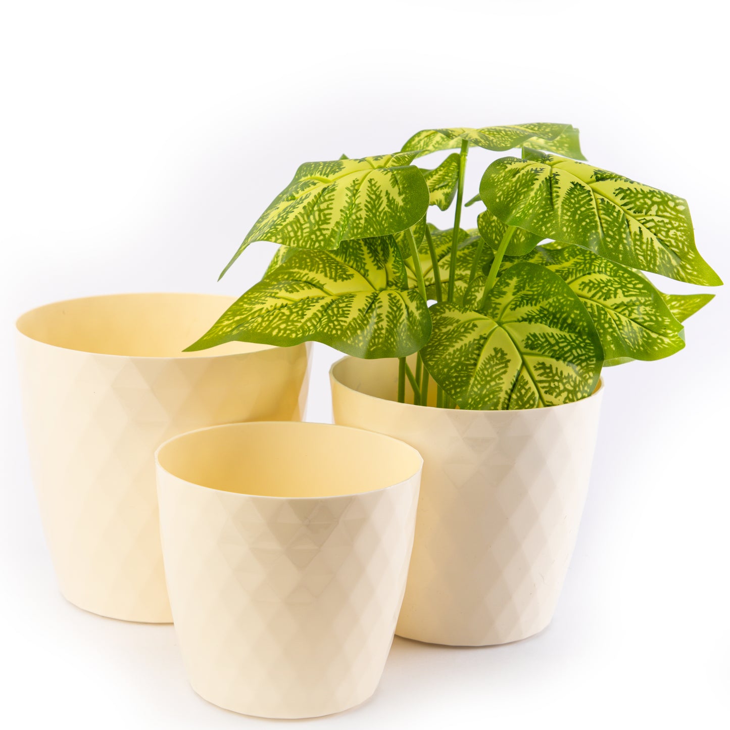 Crystal Plant Pots Set of 3 Sizes 14/16/18cm Plant Pot with Glossy Surface