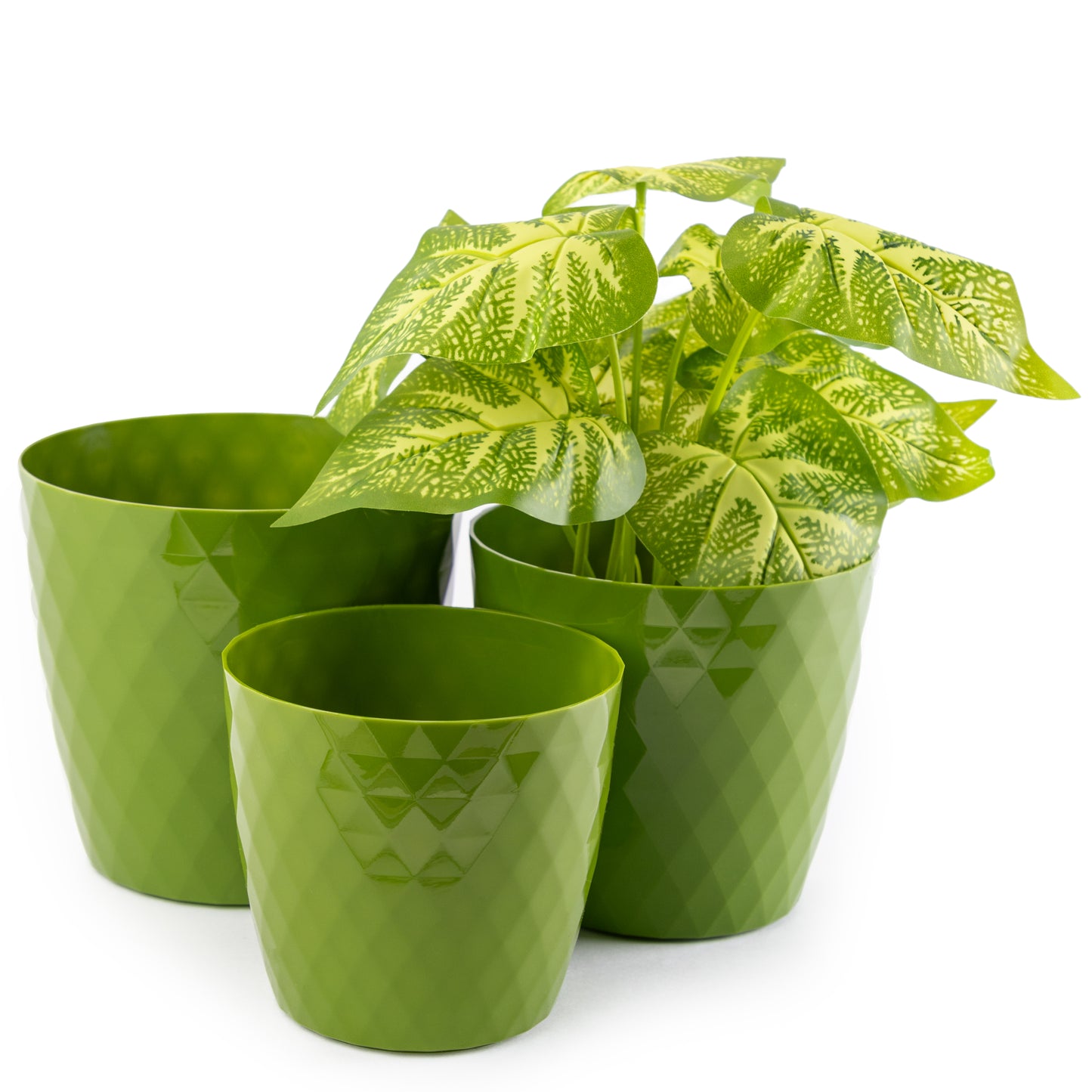 Crystal Plant Pots Set of 3 Sizes 14/16/18cm Plant Pot with Glossy Surface