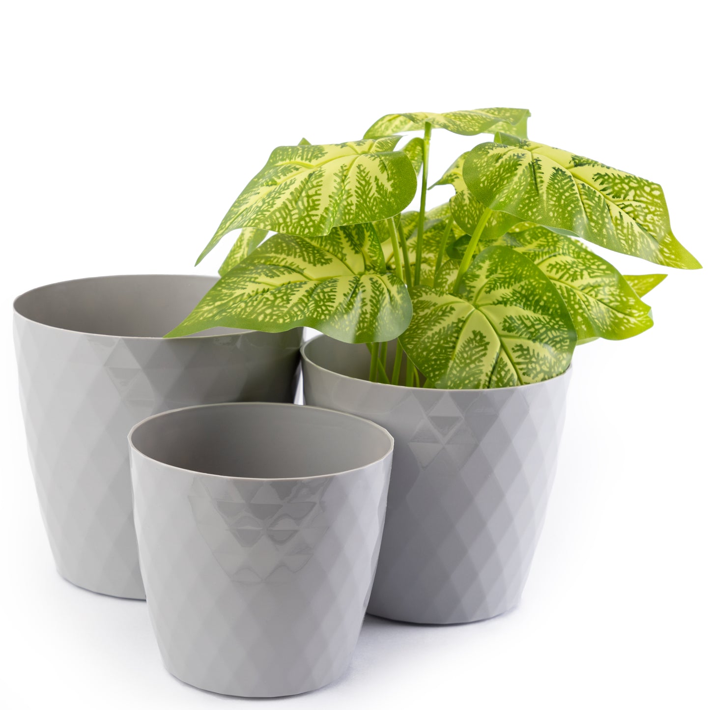 Crystal Plant Pots Set of 3 Sizes 14/16/18cm Plant Pot with Glossy Surface