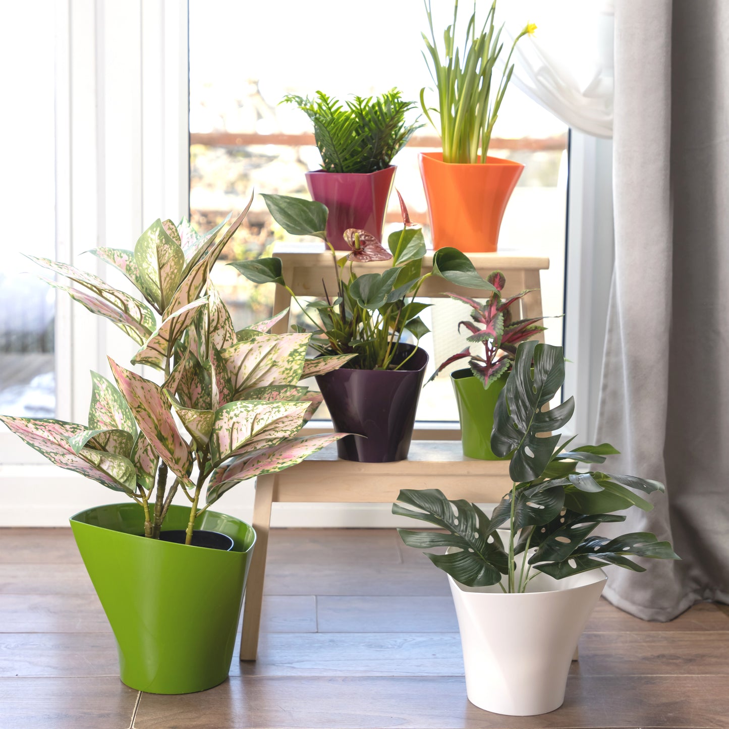 Plant Pots Indoor Twister Set Of 5 Sizes 13/15/17/19/22cm