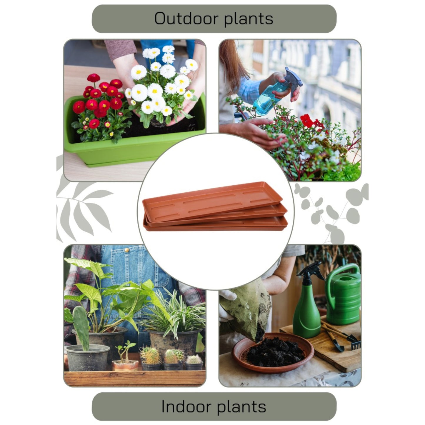 Plant Pot Saucers Set Of 5 Rectangular Flower Pots Trays