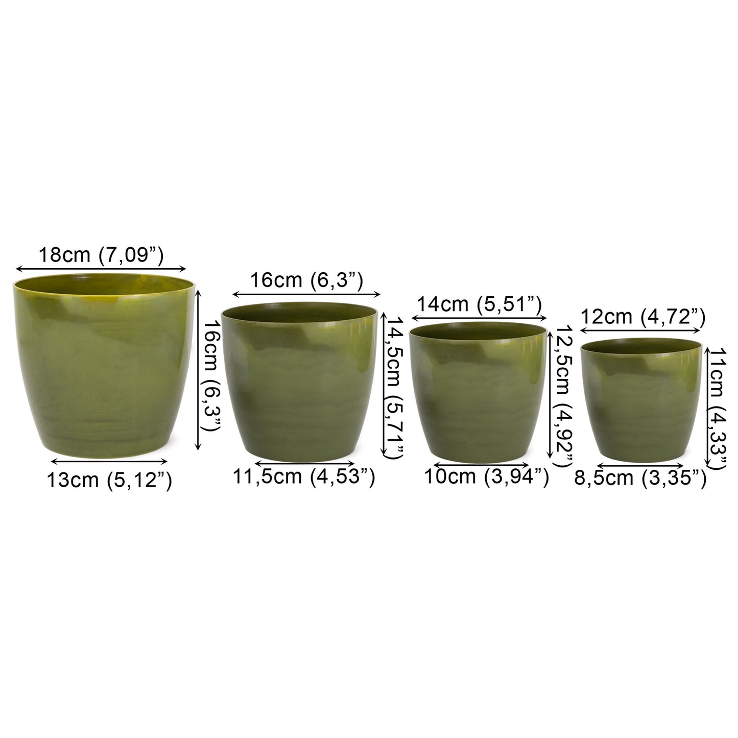 Plant Pots Indoor Marble Imitation Set Of 4 12/14/16/18cm Diameter