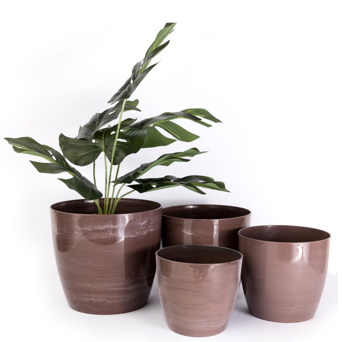 Plant Pots Indoor Marble Imitation Set Of 4 12/14/16/18cm Diameter