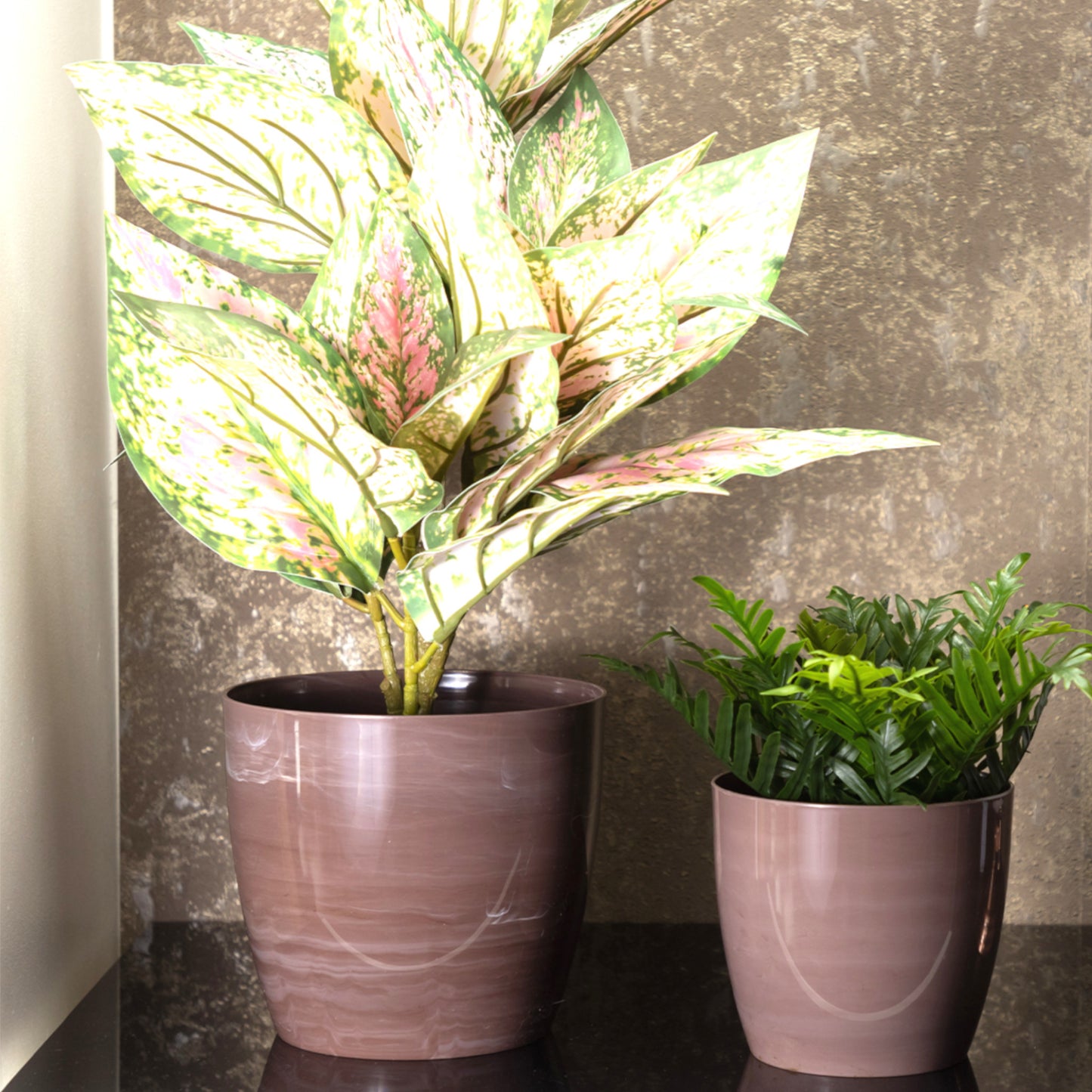Plant Pots Indoor Marble Imitation Set Of 4 12/14/16/18cm Diameter