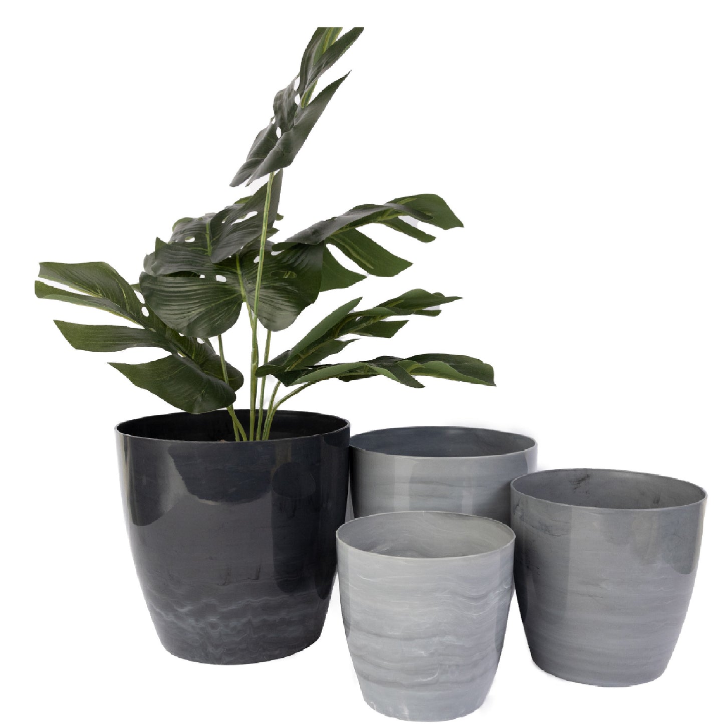 Plant Pots Indoor Marble Imitation Set Of 4 12/14/16/18cm Diameter