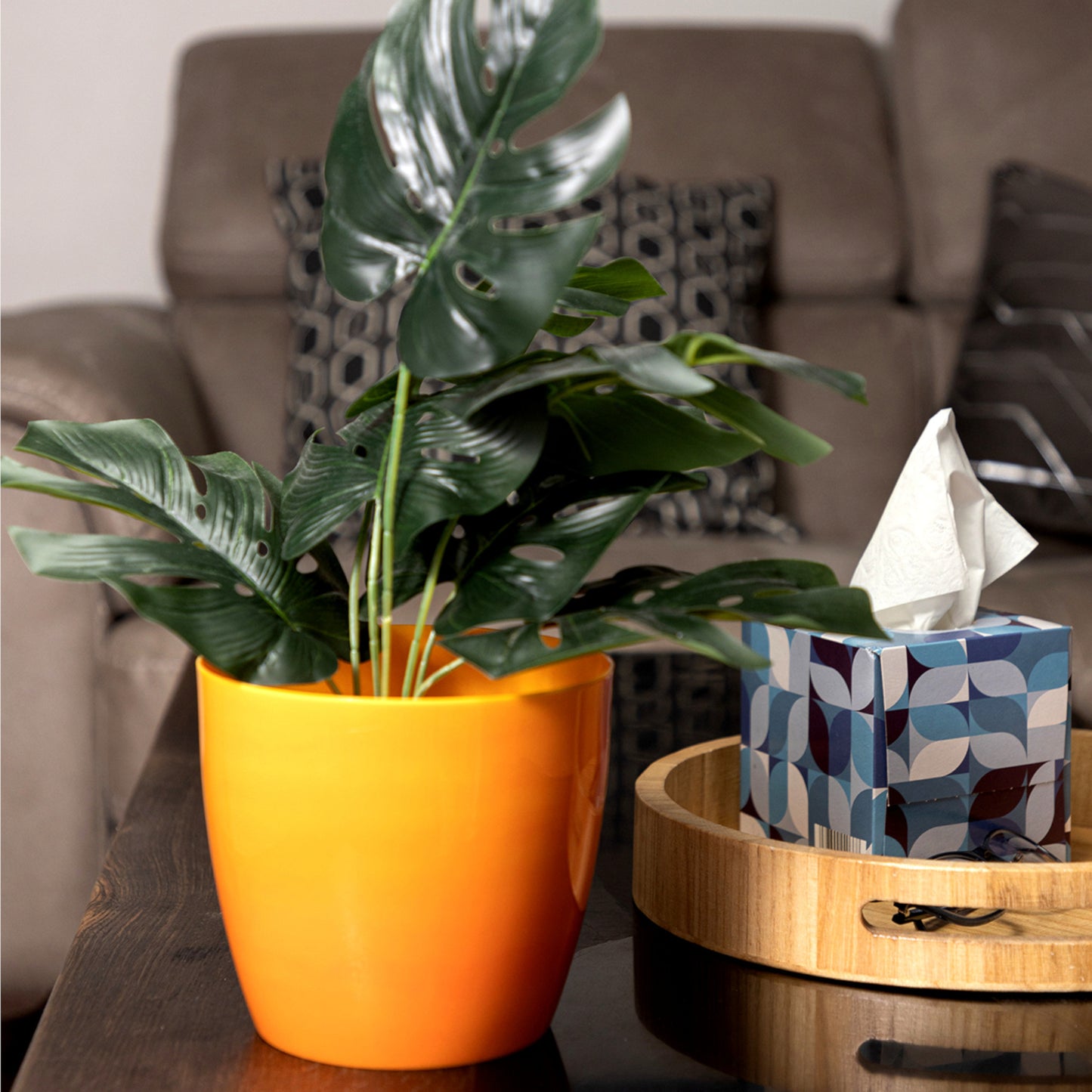Plant Pots Indoor Marble Imitation Set Of 4 12/14/16/18cm Diameter