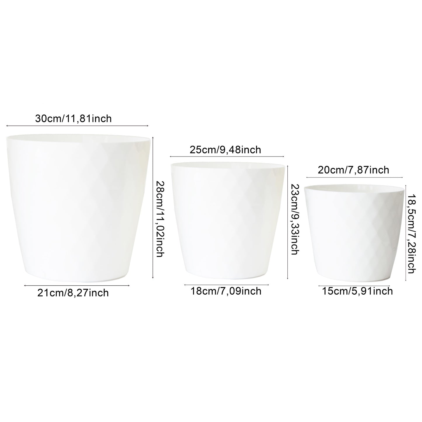 Plant Pots Indoor Set Of 3 Large Plant Pot with Glossy Crystal Surface