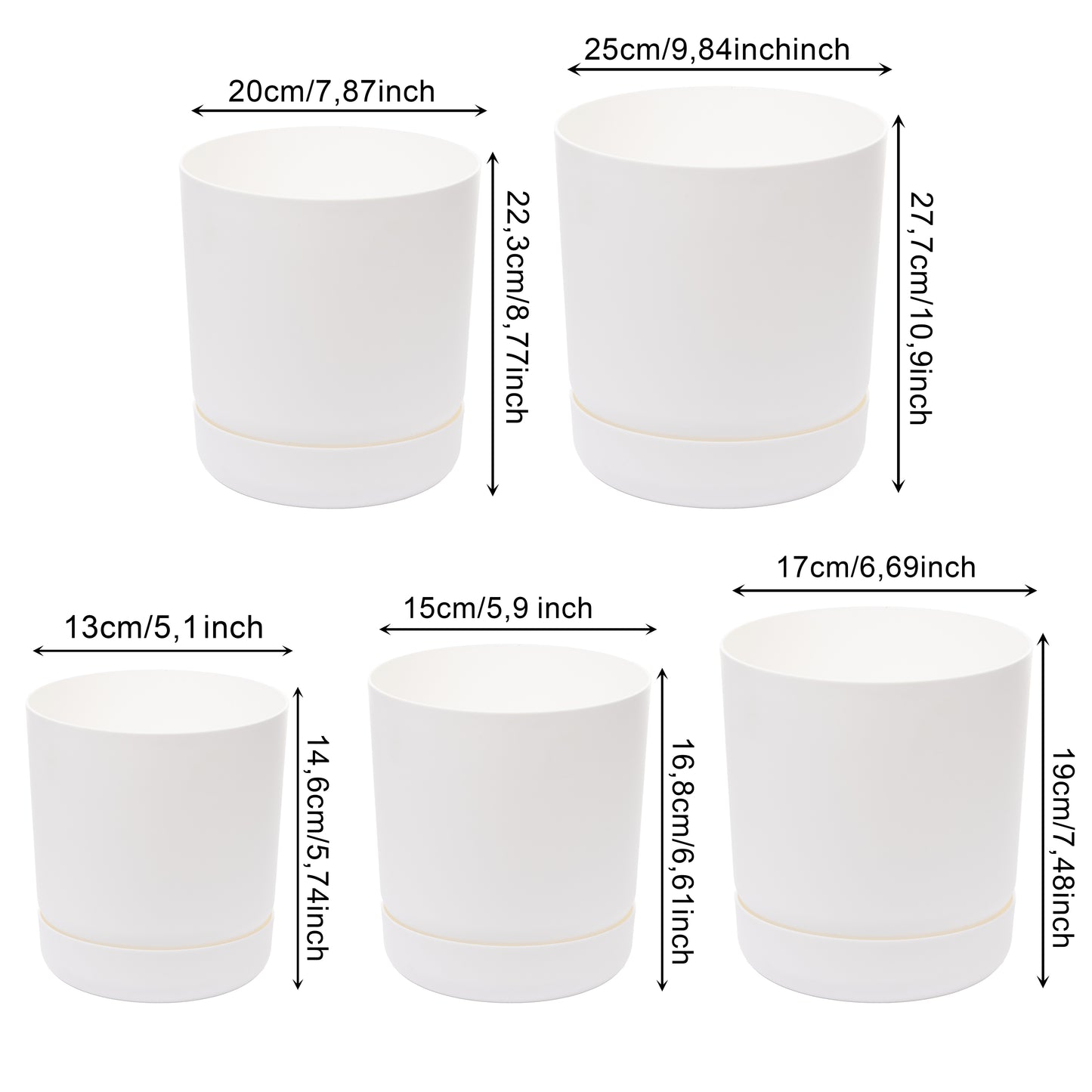 Classy Plant Pots Indoor Plastic Plant Pot with Integrated Plant Saucer