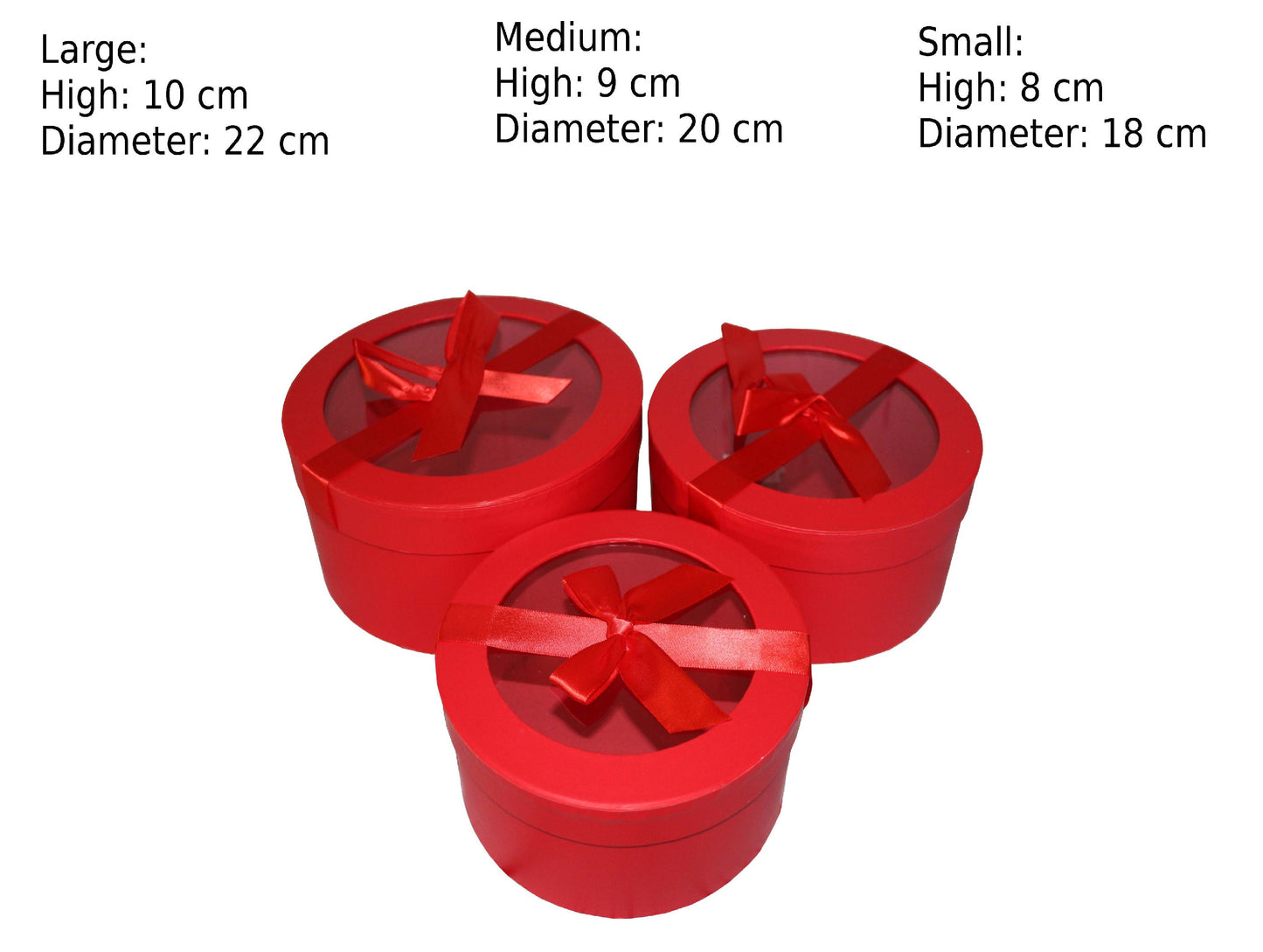 Round Gift Boxes with Transparent Lid and Decorative Ribbon