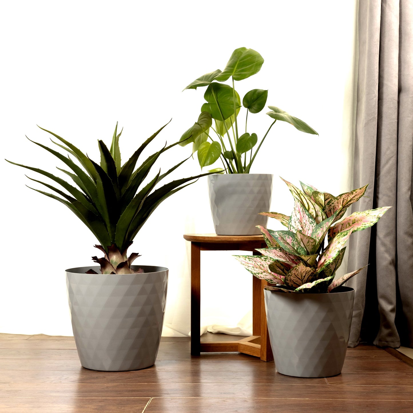 Plant Pots Indoor Set Of 3 Large Plant Pot with Glossy Crystal Surface