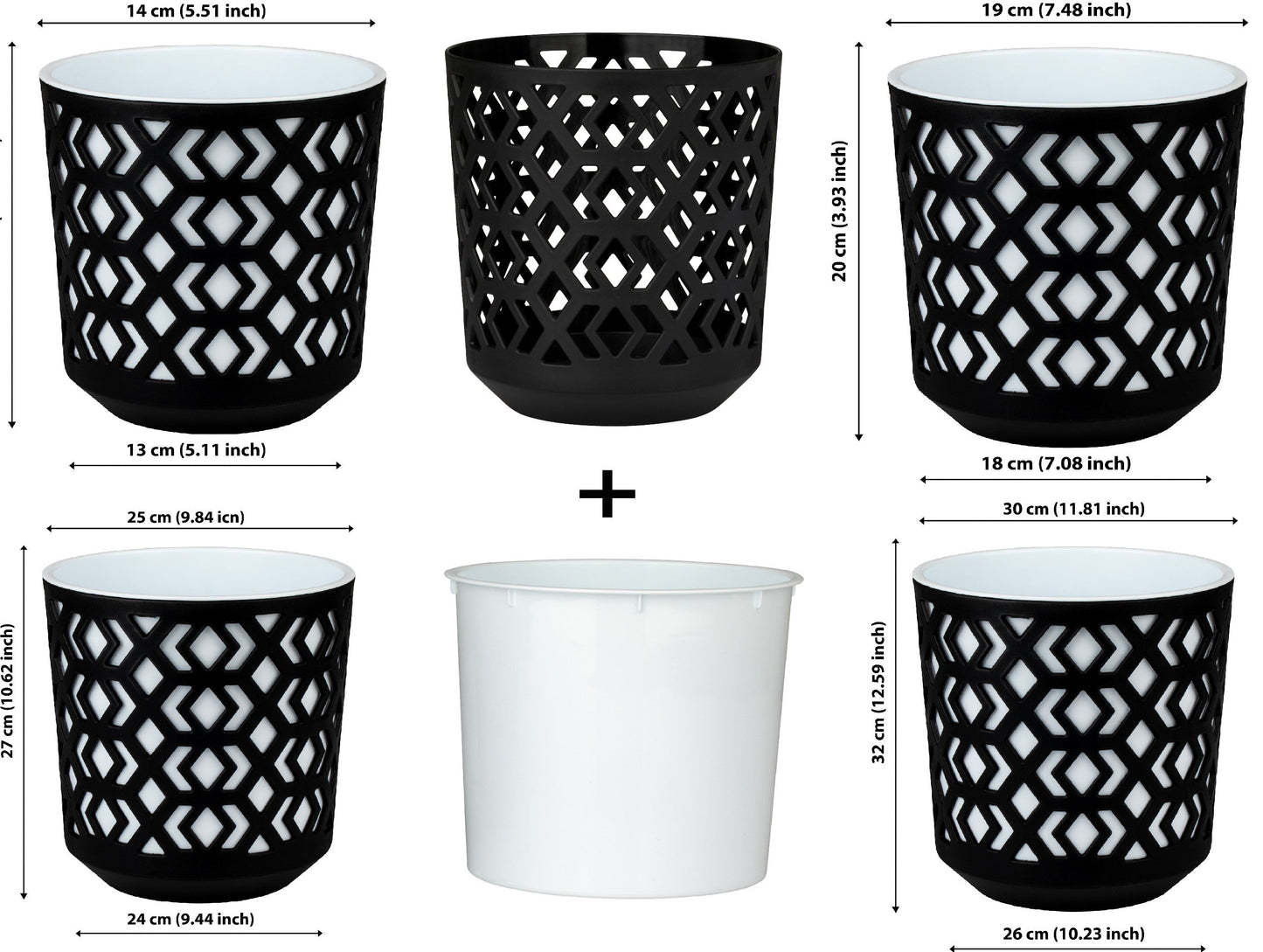Plant Pots Indoor Mixed Decorative Pot + Insert