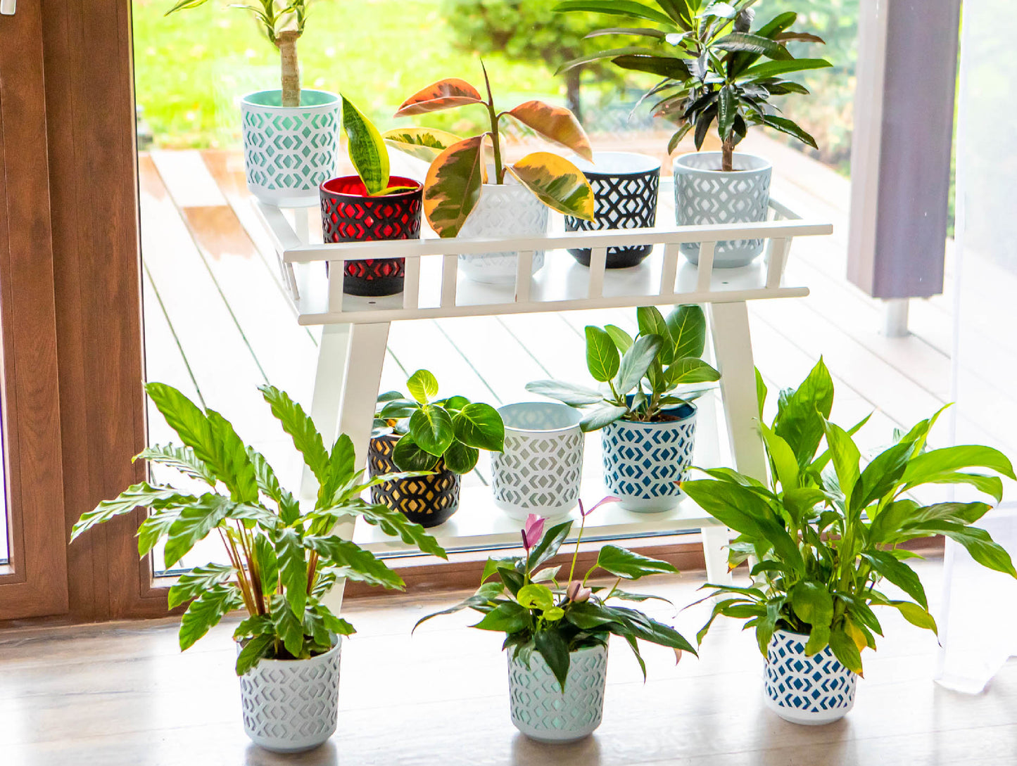 Plant Pots Indoor Large Aztek Set Of 3 Of Sizes 14/19/25cm