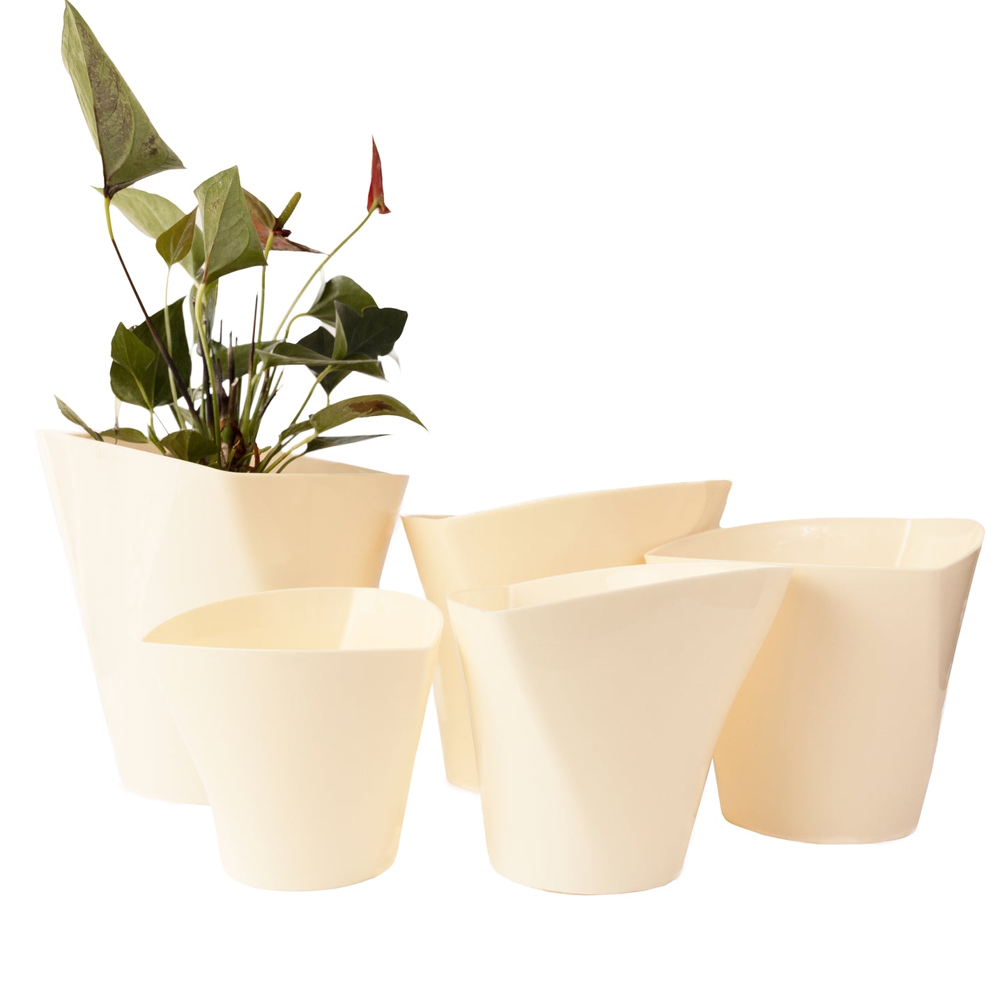 Plant Pots Indoor Twister Set Of 5 Sizes 13/15/17/19/22cm