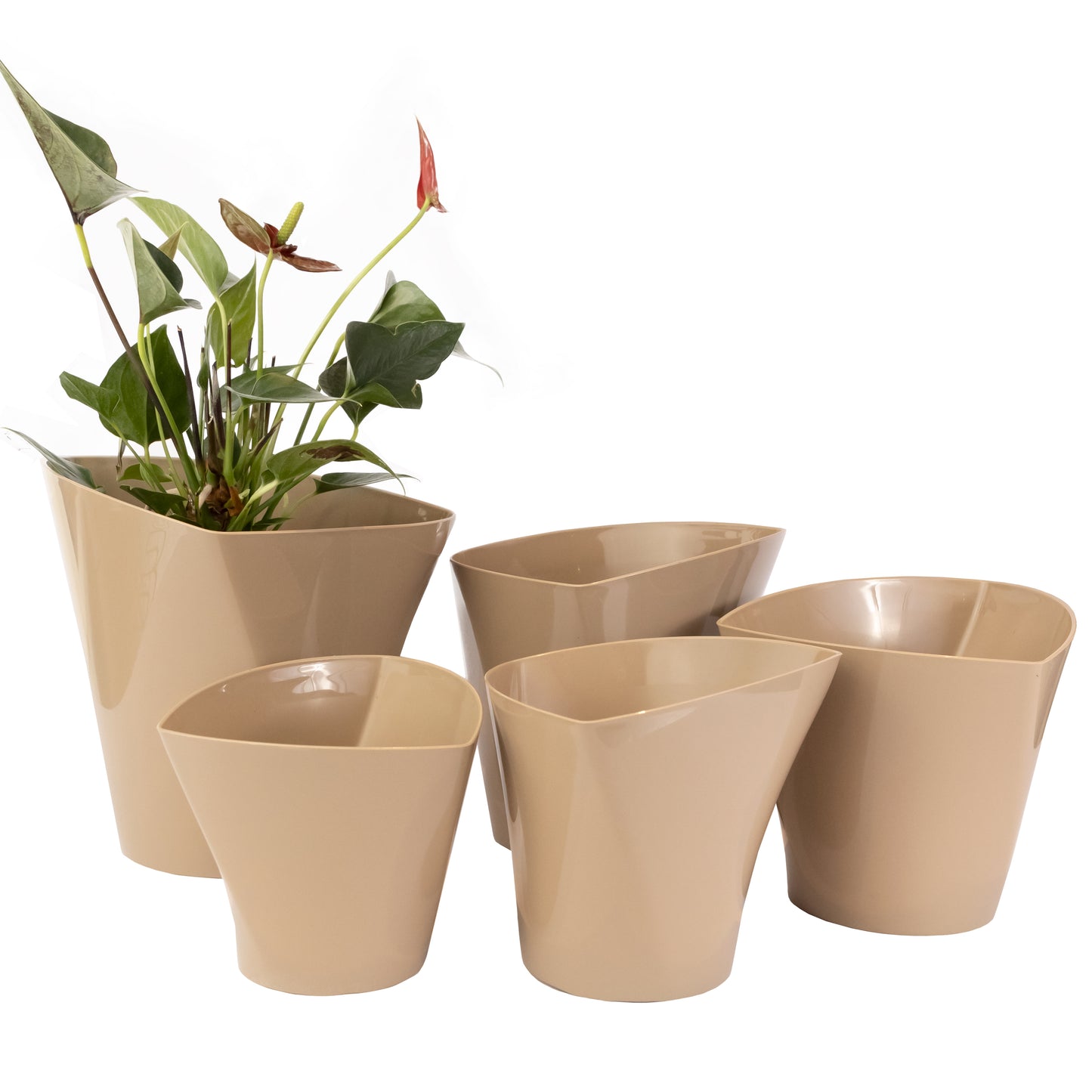 Plant Pots Indoor Twister Set Of 5 Sizes 13/15/17/19/22cm