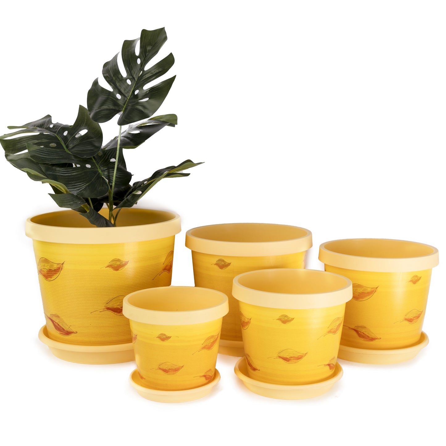 Plant Pots Indoor Keramo Set Of 5 With Saucers Sizes 13/15/17/19/22cm