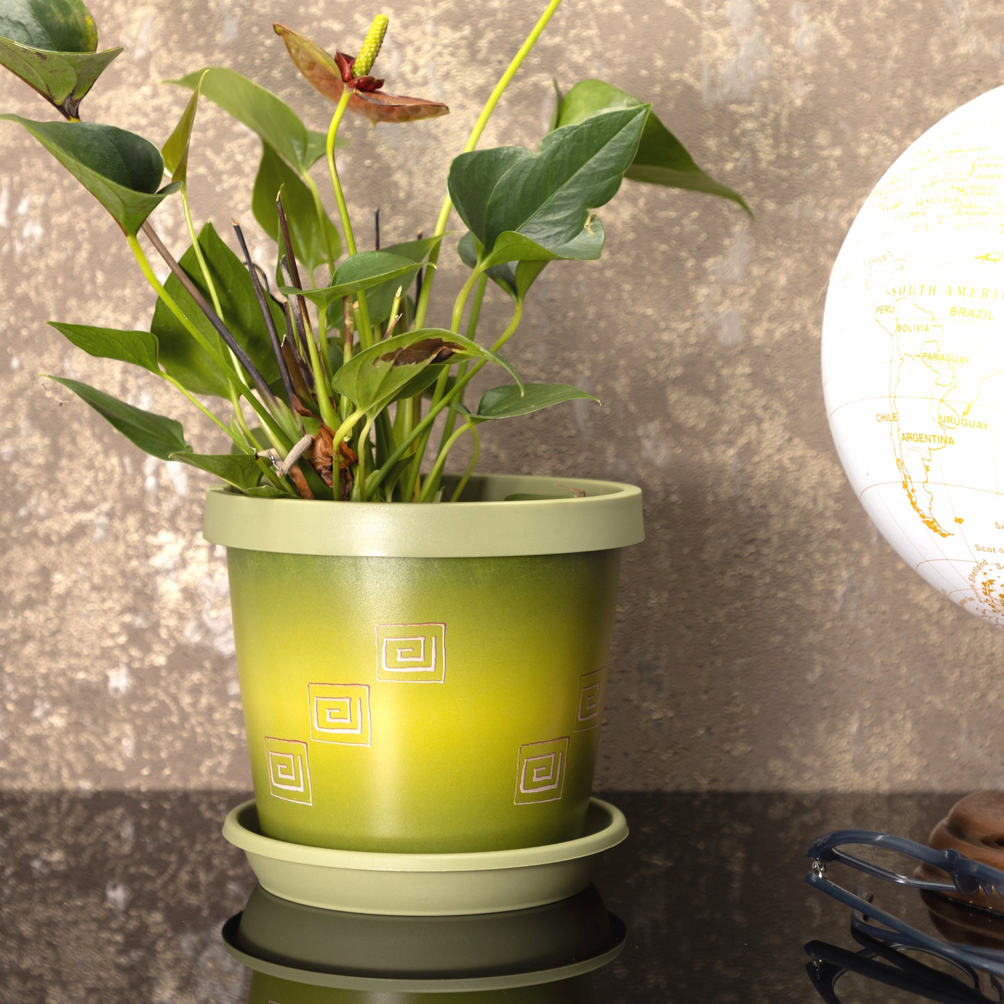 Plant Pots Indoor Keramo Set Of 5 With Saucers Sizes 13/15/17/19/22cm