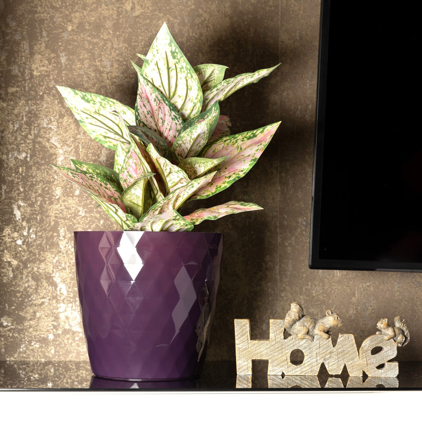 Plant Pots Indoor Set Of 3 Large Plant Pot with Glossy Crystal Surface