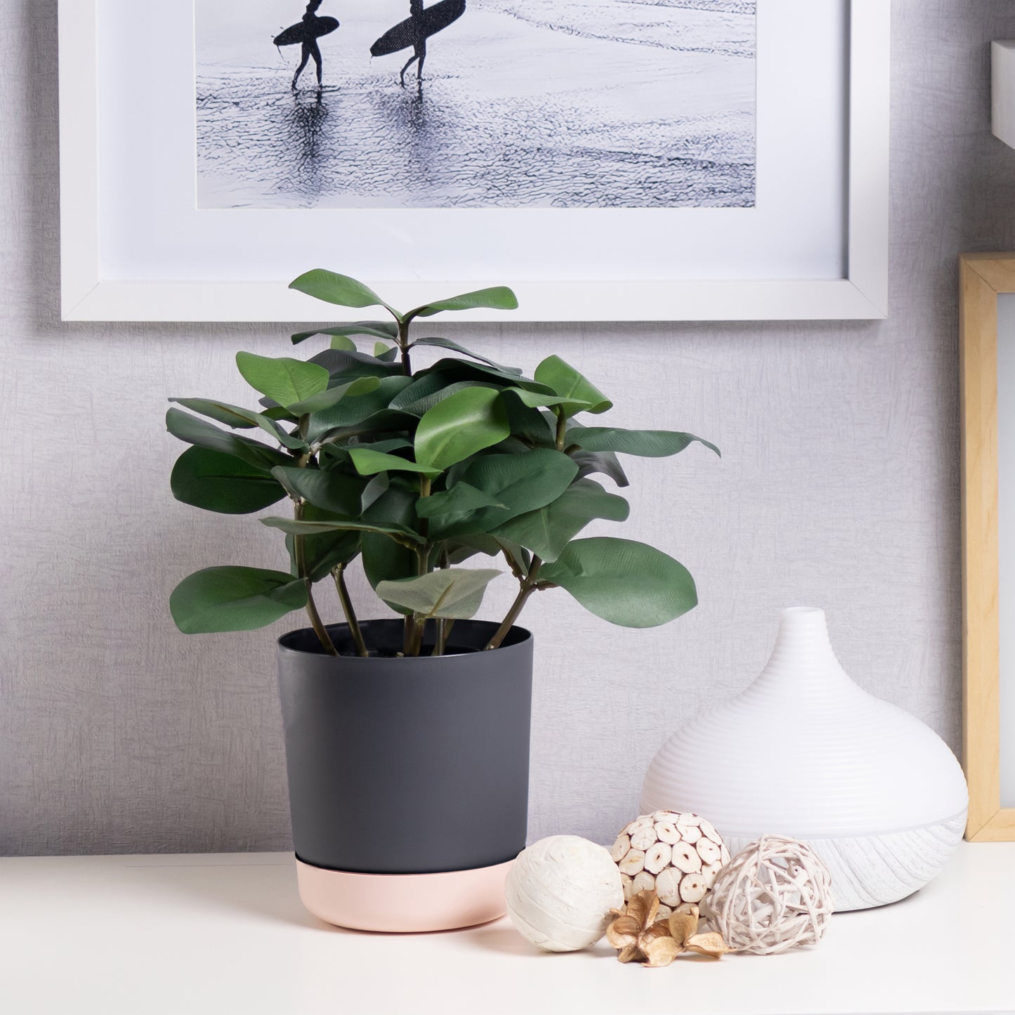 Classy Plant Pots Indoor Plastic Plant Pot with Integrated Plant Saucer