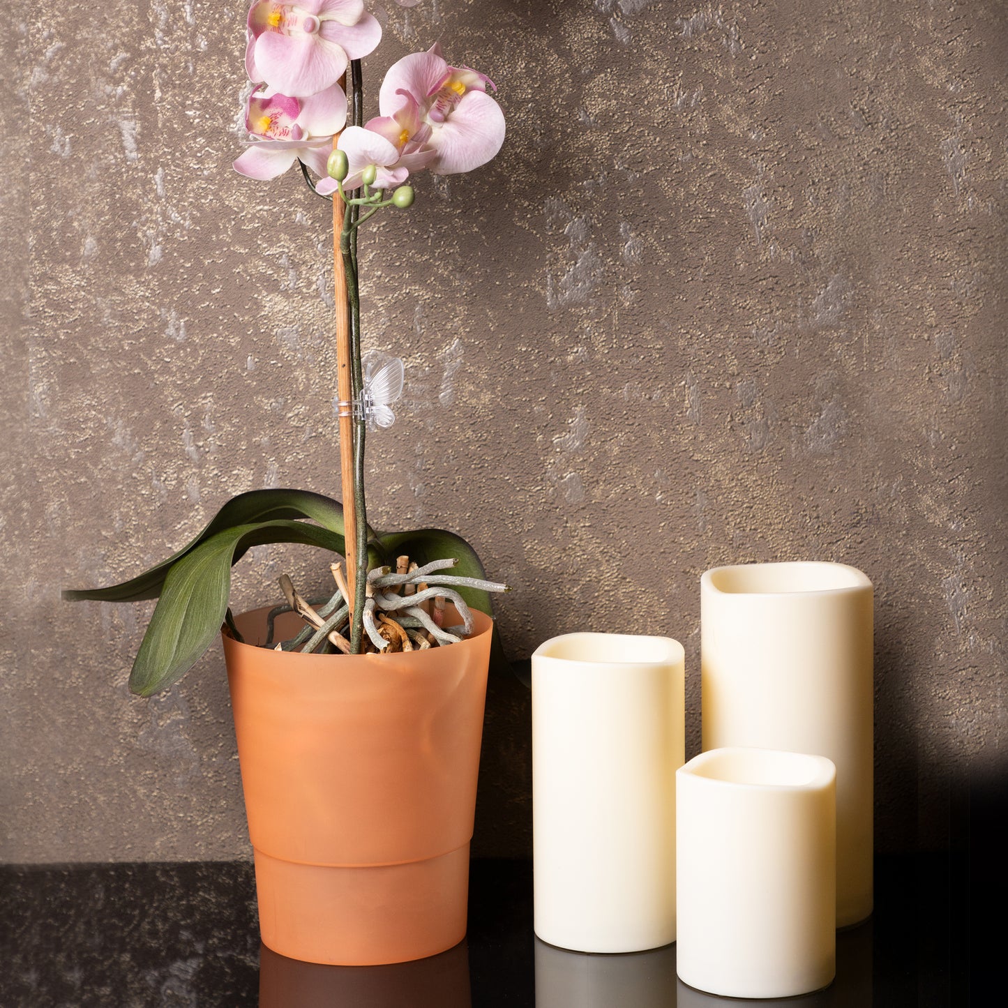 Plant Pots Indoor 12cm Diameter Set of 3 Plastic Plant Pot For Orchids Half Transparent