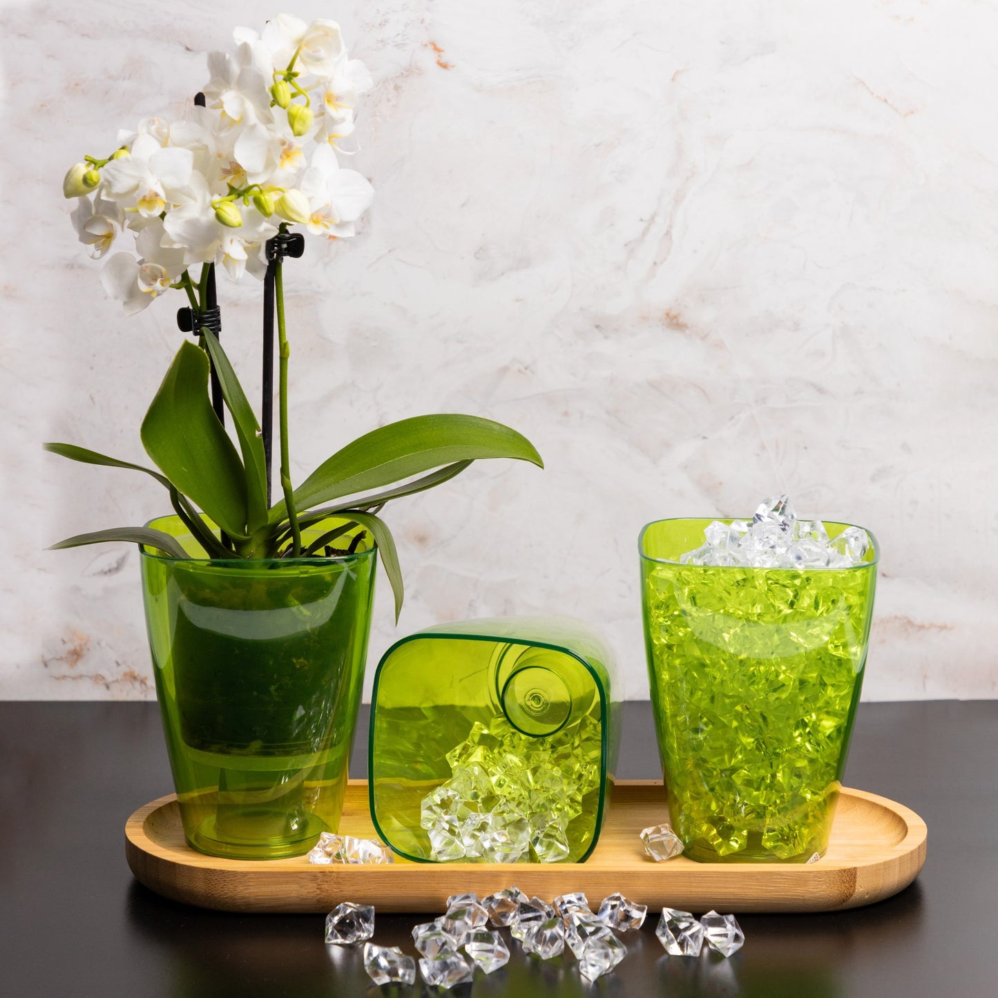 Plant Pots For Orchids Set Of 3 Transparent Square