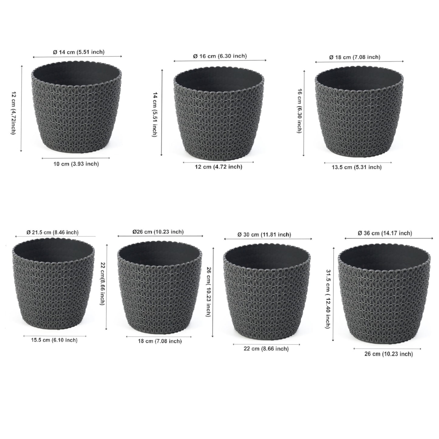 Plant Pots Indoor Knitted Set Of 3