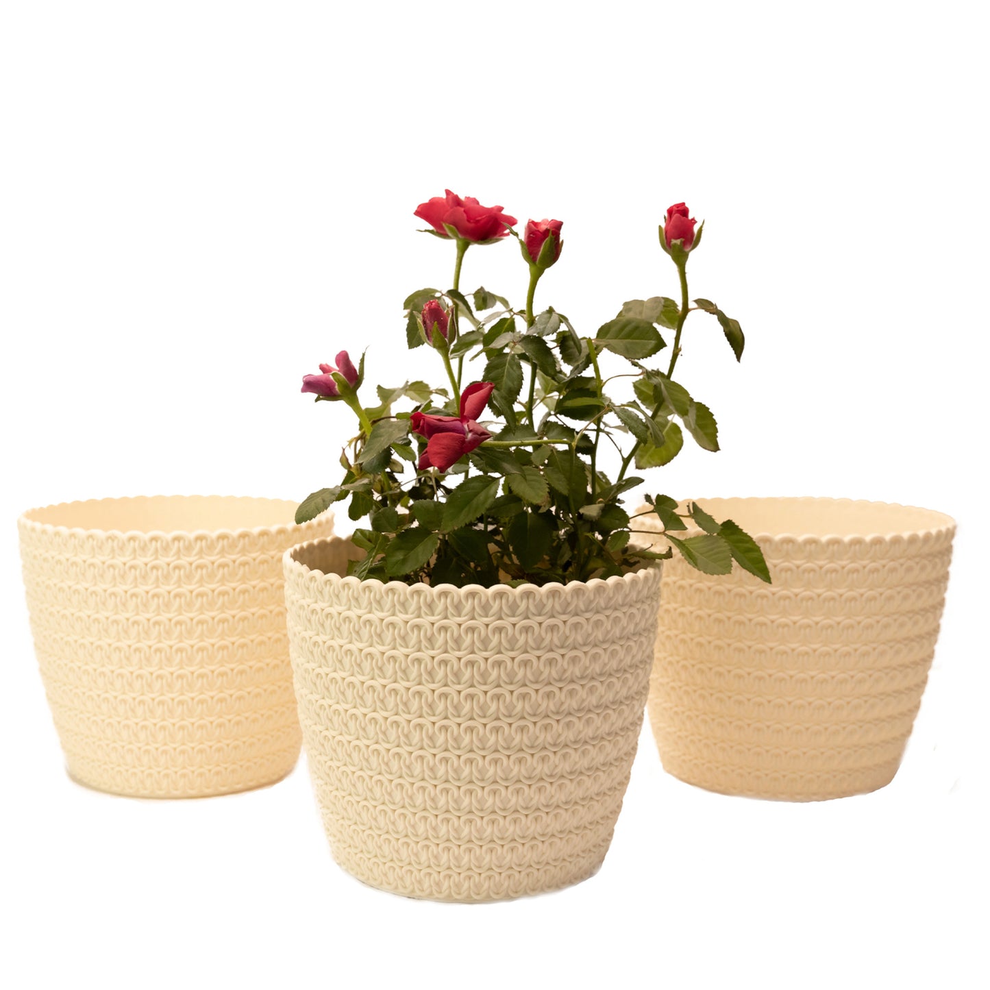 Plant Pots Indoor Knitted Set Of 3