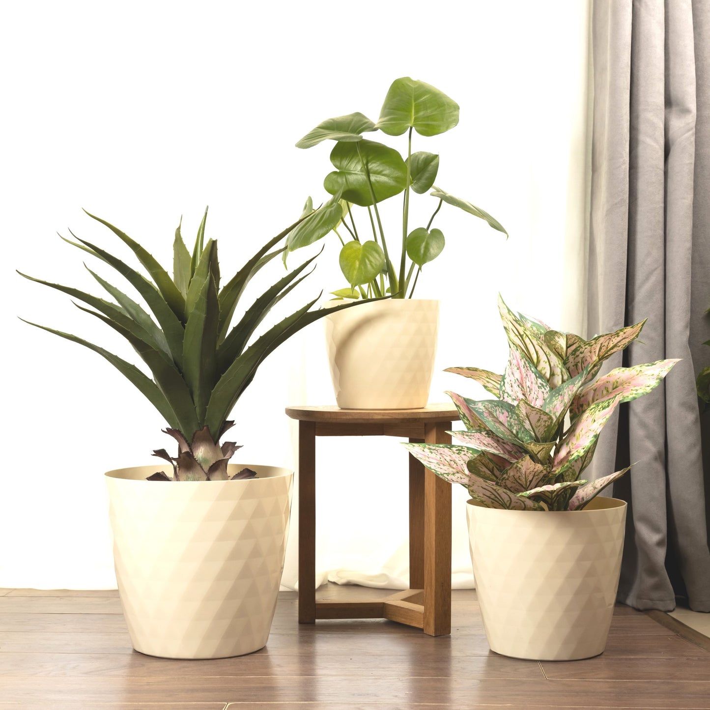 Plant Pots Indoor Set Of 3 Large Plant Pot with Glossy Crystal Surface