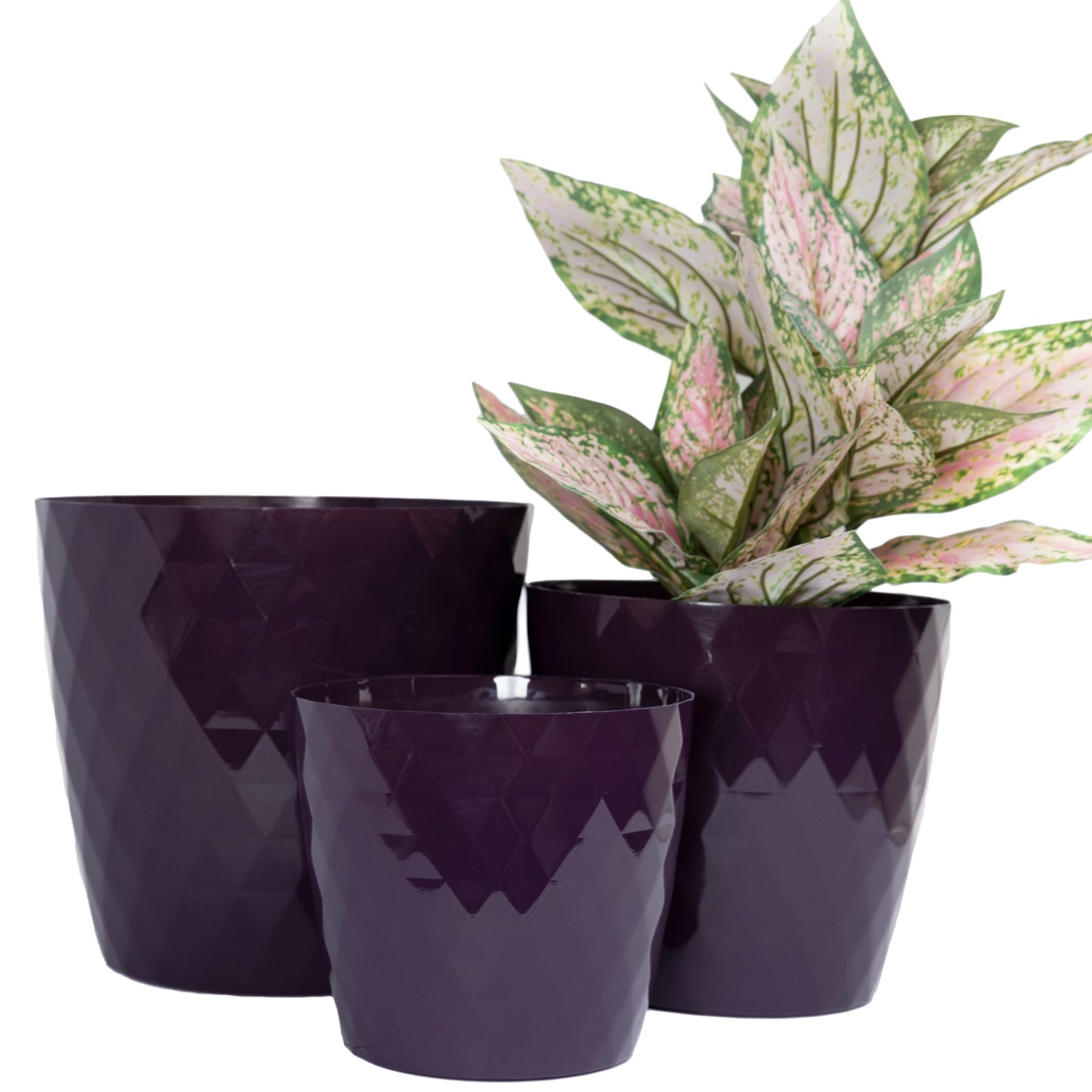 Plant Pots Indoor Set Of 3 Large Plant Pot with Glossy Crystal Surface