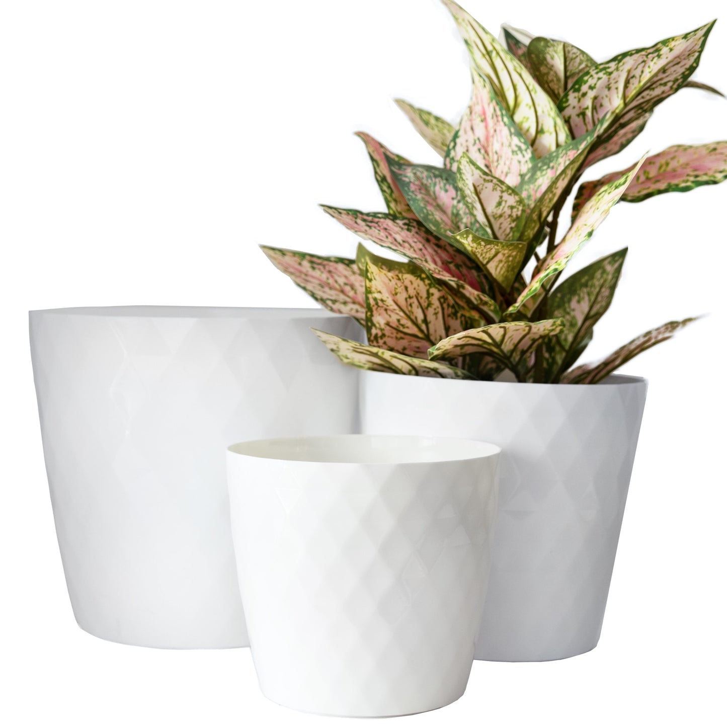 Plant Pots Indoor Set Of 3 Large Plant Pot with Glossy Crystal Surface