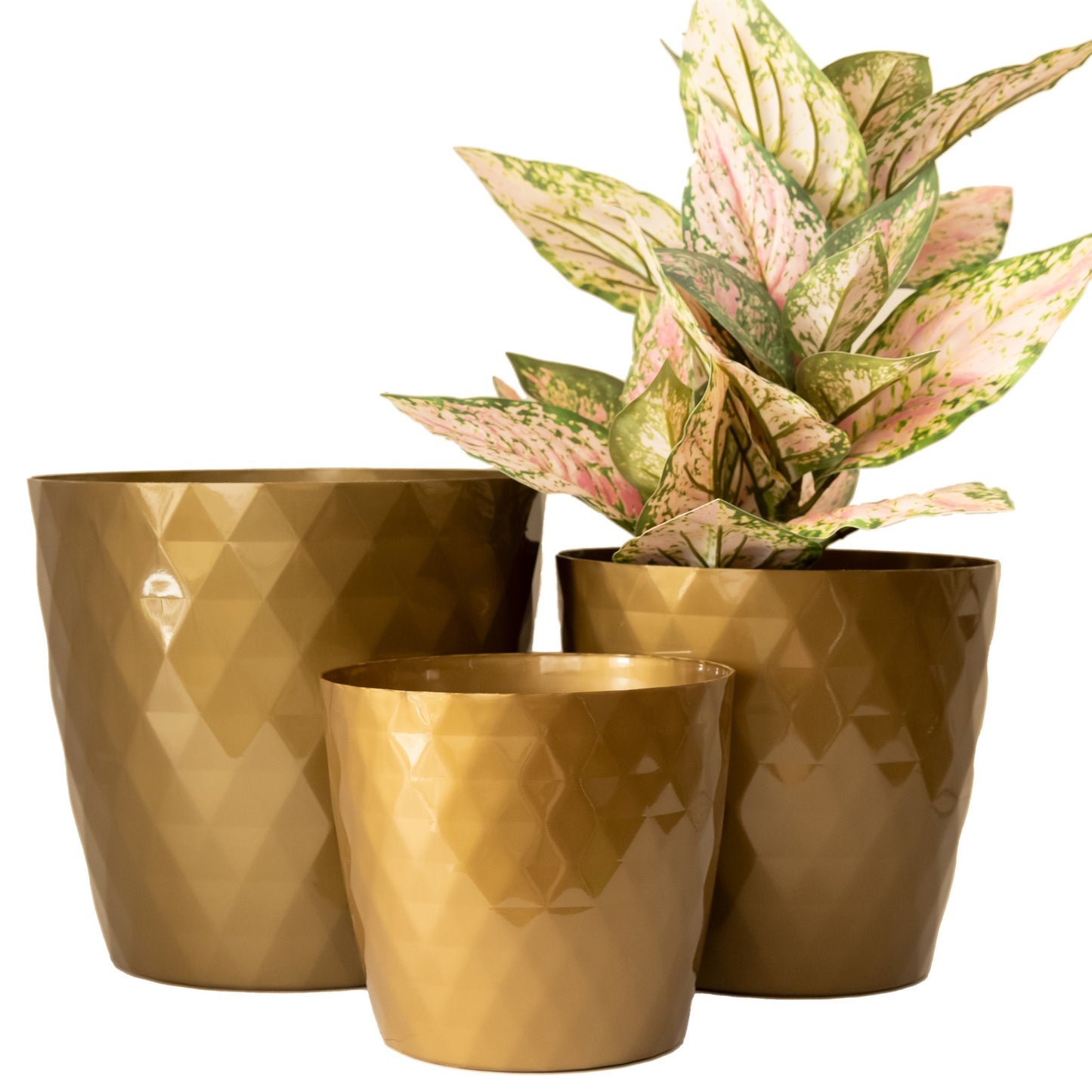 Plant Pots Indoor Set Of 3 Large Plant Pot with Glossy Crystal Surface