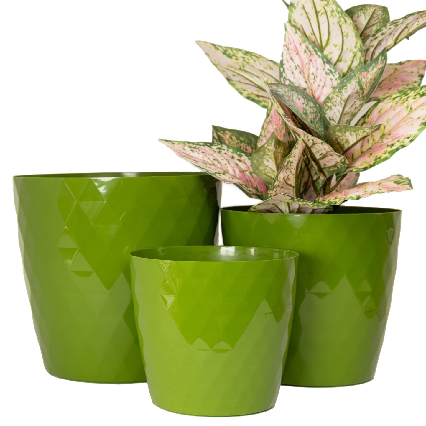 Plant Pots Indoor Set Of 3 Large Plant Pot with Glossy Crystal Surface