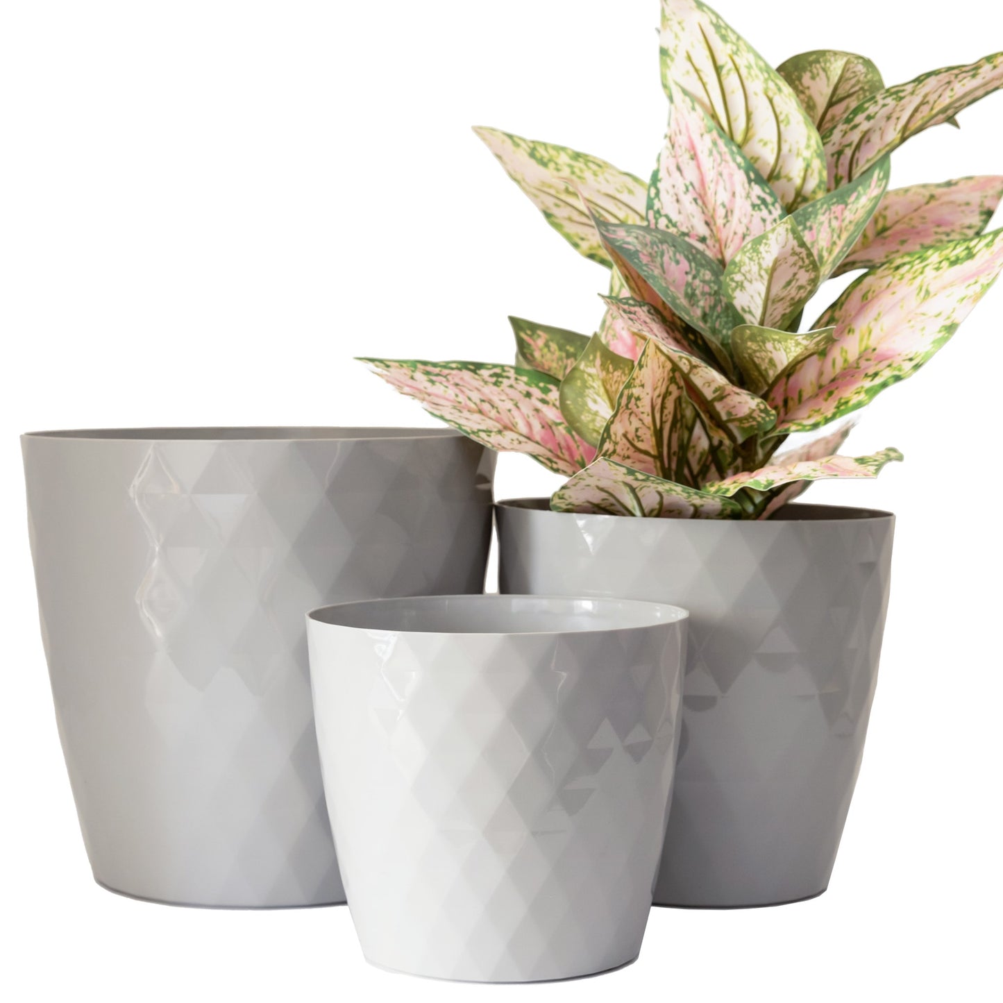 Plant Pots Indoor Set Of 3 Large Plant Pot with Glossy Crystal Surface
