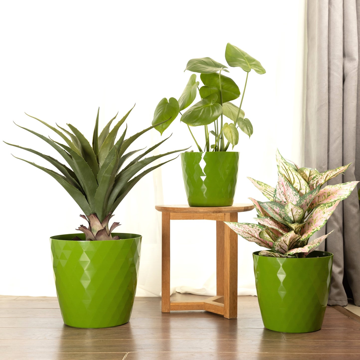 Plant Pots Indoor Set Of 3 Large Plant Pot with Glossy Crystal Surface