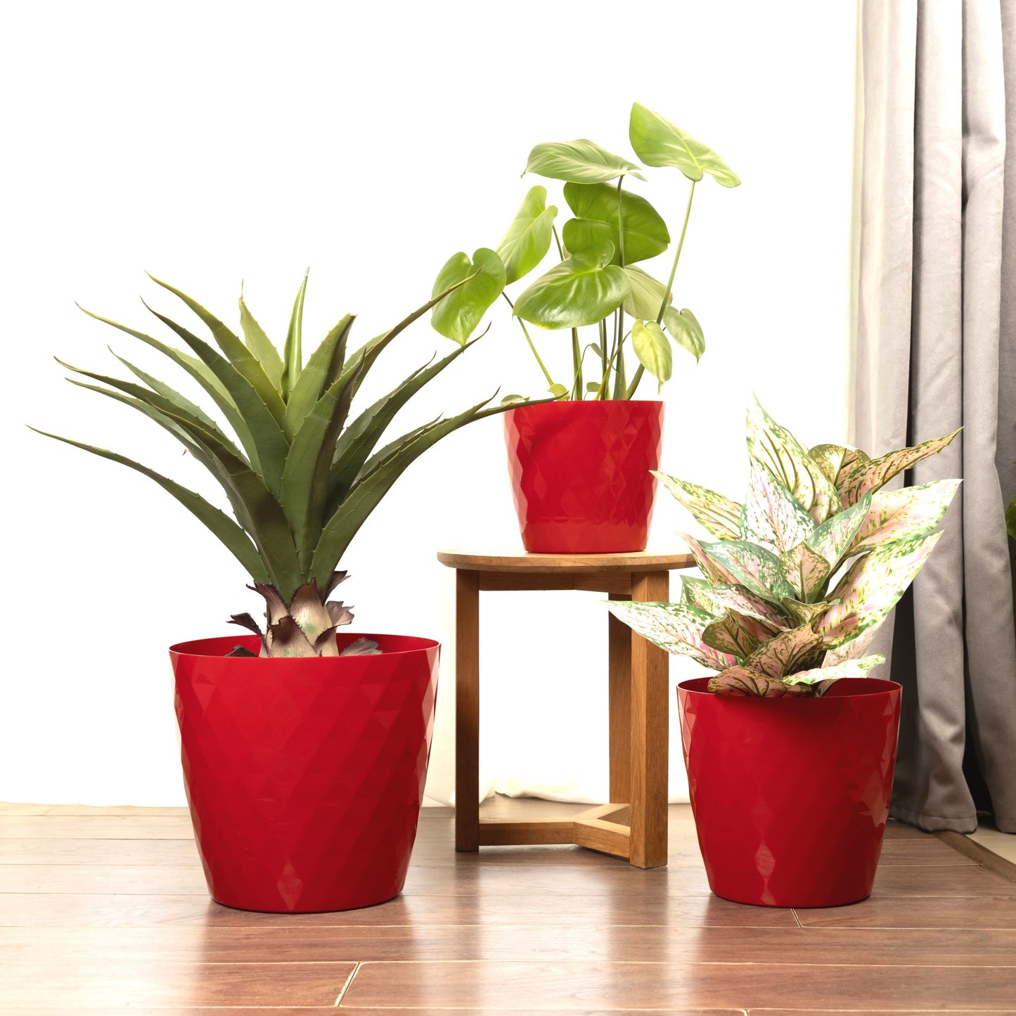 Plant Pots Indoor Set Of 3 Large Plant Pot with Glossy Crystal Surface