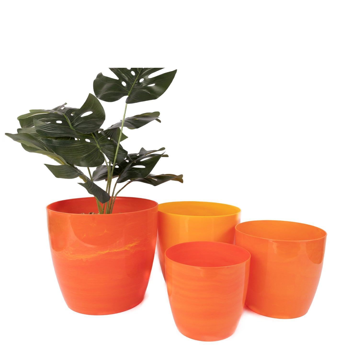 Plant Pots Indoor Marble Imitation Set Of 4 12/14/16/18cm Diameter