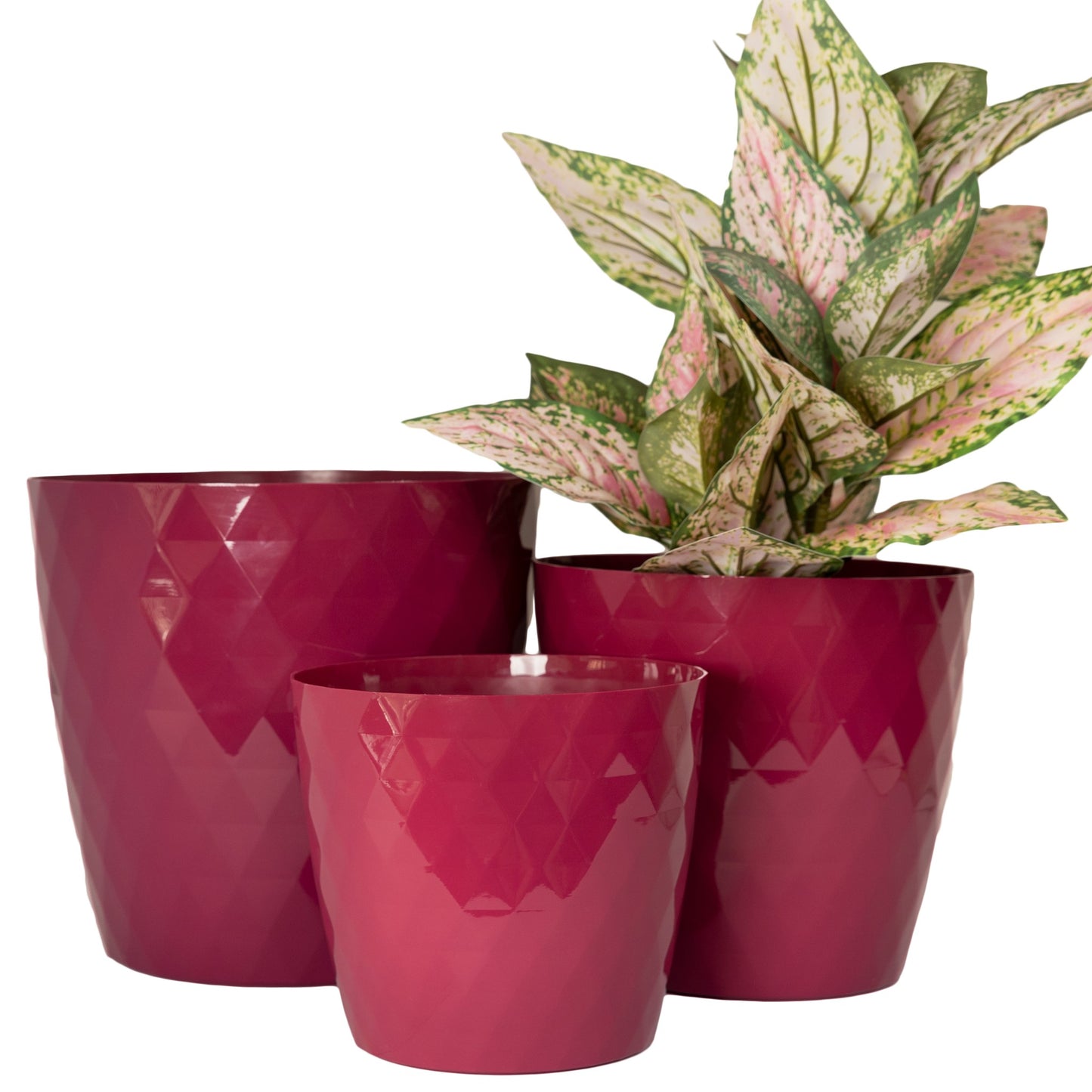 Plant Pots Indoor Set Of 3 Large Plant Pot with Glossy Crystal Surface