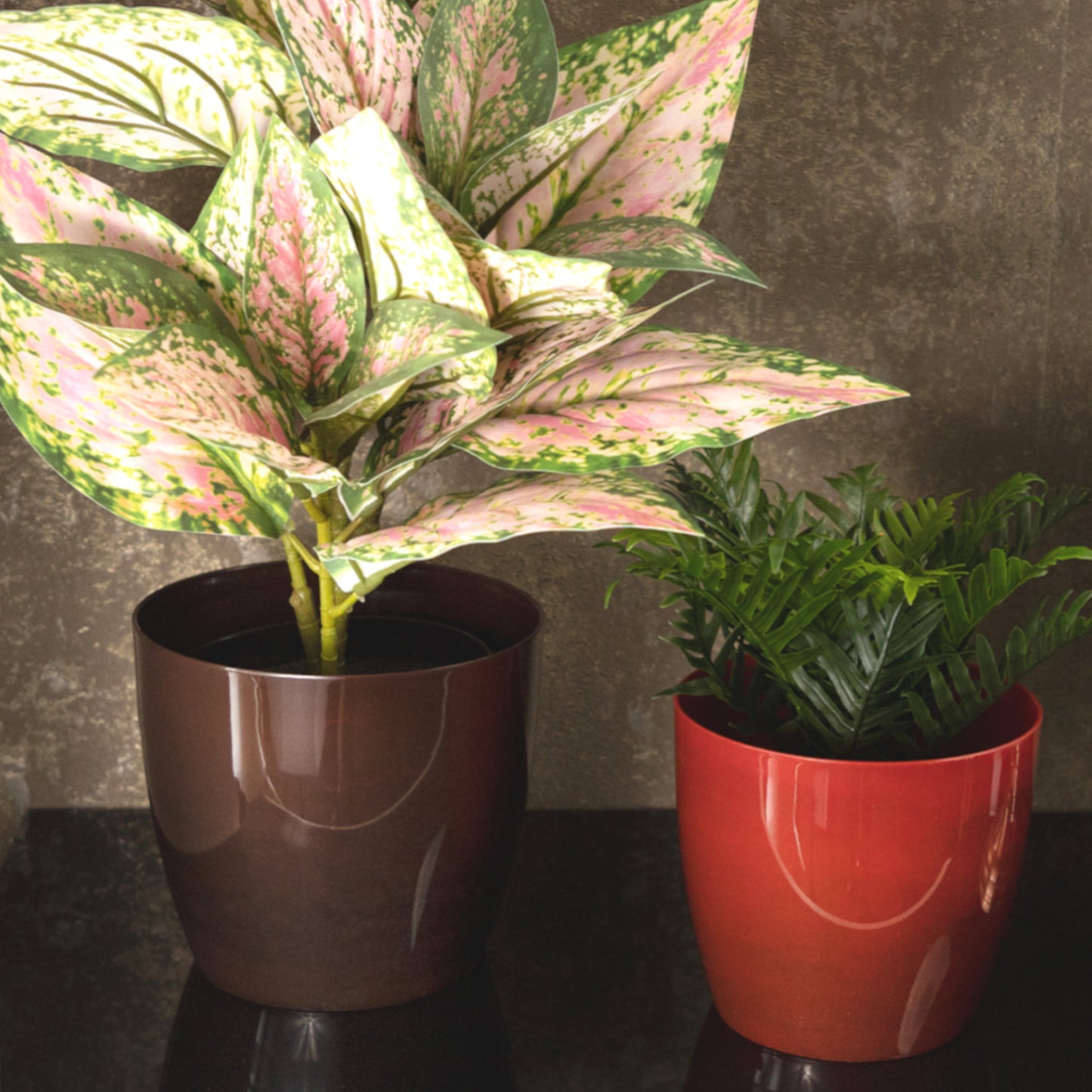 Plant Pots Indoor Marble Imitation Set Of 4 12/14/16/18cm Diameter
