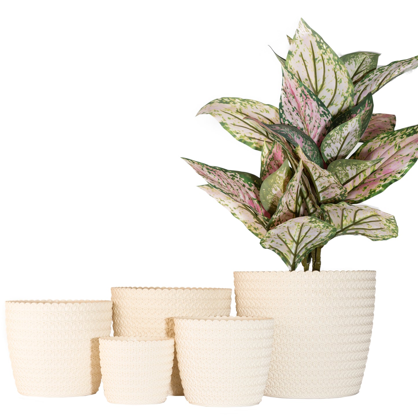 Plant Pots Indoor Jersey Set Of 5 Sizes : 11/14/16/18/21.5cm