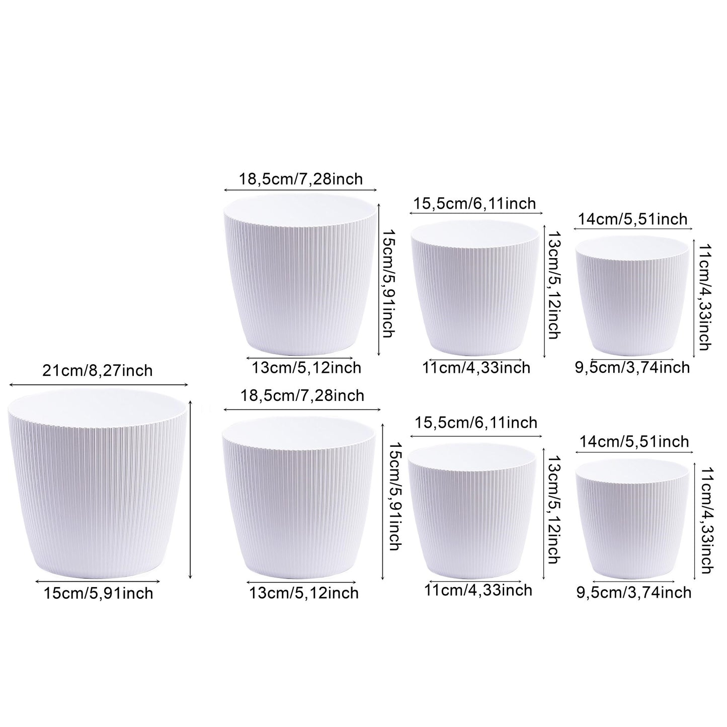 Plant Pots Indoor Set Of 3 Striped Pattern