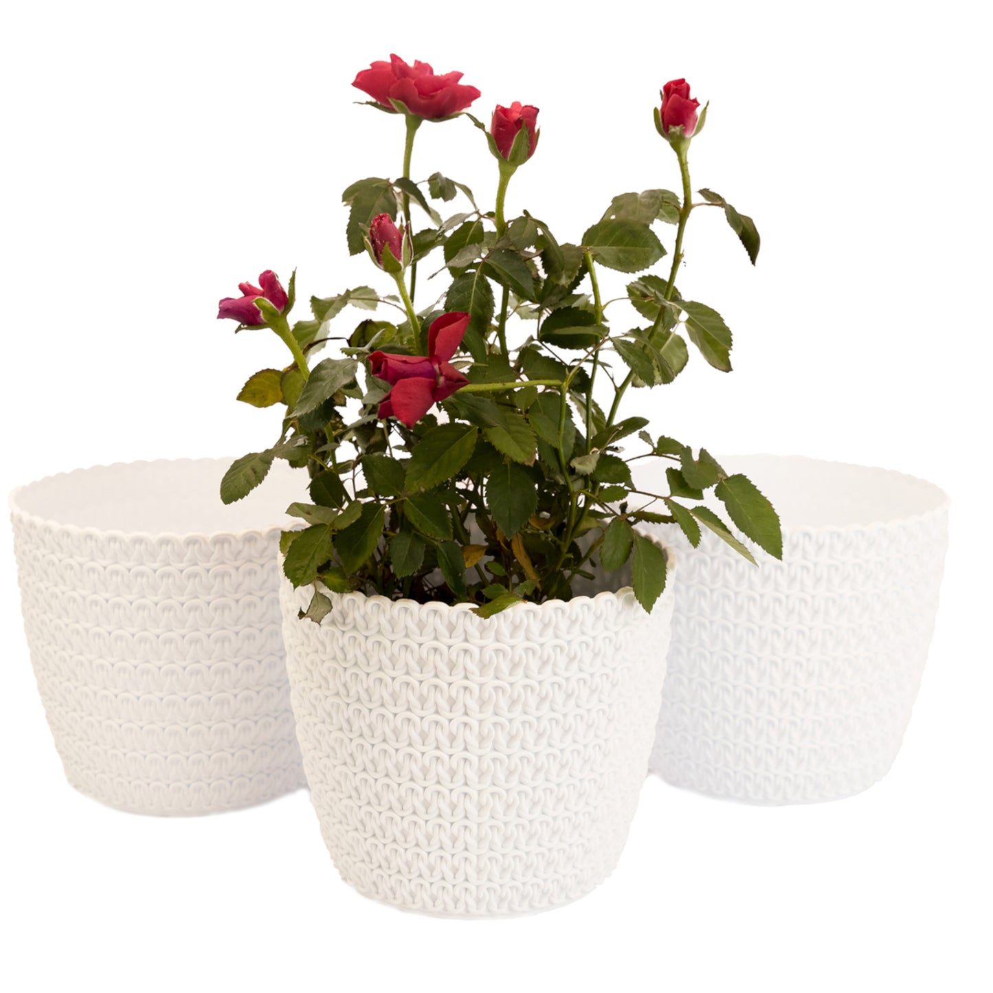 Plant Pots Indoor Knitted Set Of 3