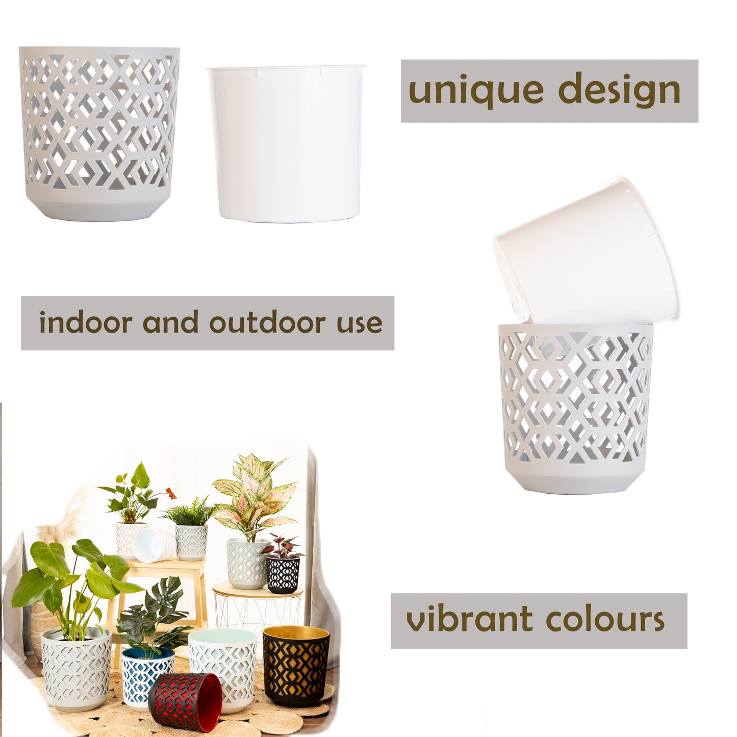 Plant Pots Indoor Mixed Decorative Pot + Insert