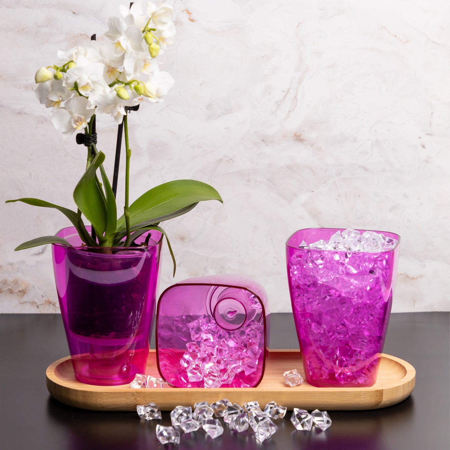 Plant Pots For Orchids Set Of 3 Transparent Square