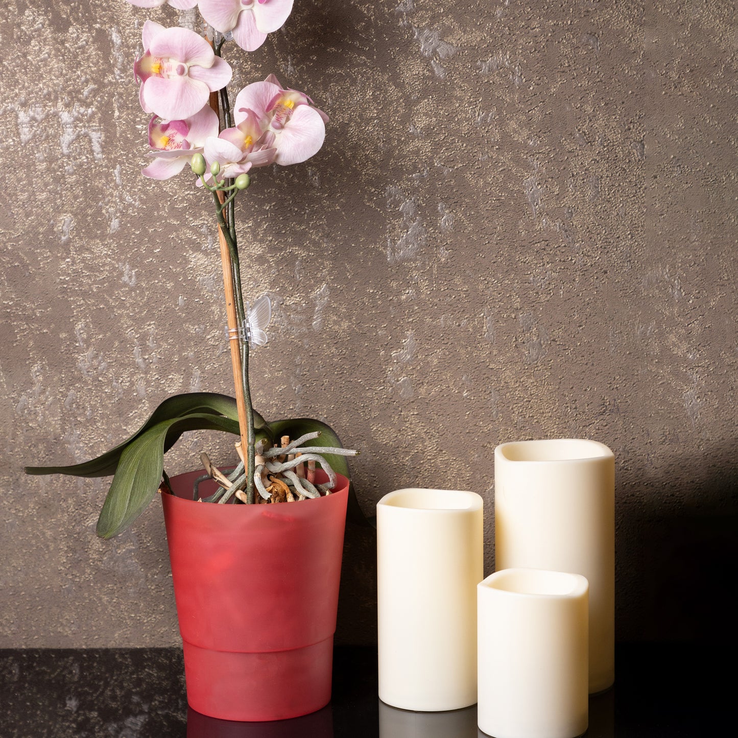 Plant Pots Indoor 12cm Diameter Set of 3 Plastic Plant Pot For Orchids Half Transparent
