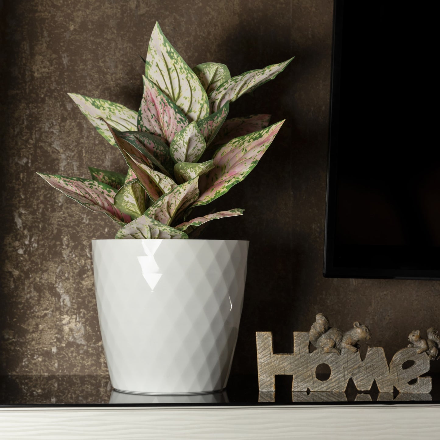 Plant Pots Indoor Set Of 3 Large Plant Pot with Glossy Crystal Surface