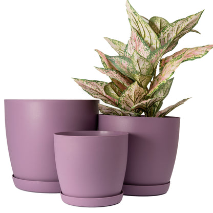 Plant Pots Indoor Matte Set of 3 Sizes 20/25/30cm – Large Plant Pot with Plant Saucer