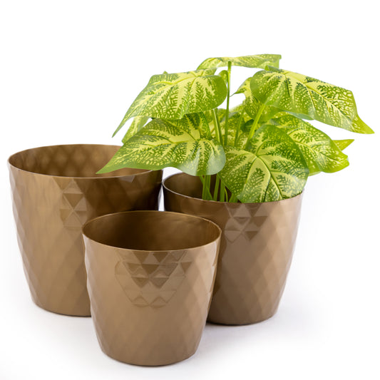 Crystal Plant Pots Set of 3 Sizes 14/16/18cm Plant Pot with Glossy Surface