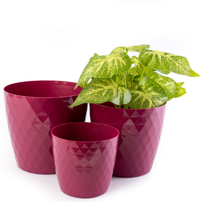 Crystal Plant Pots Set of 3 Sizes 14/16/18cm Plant Pot with Glossy Surface