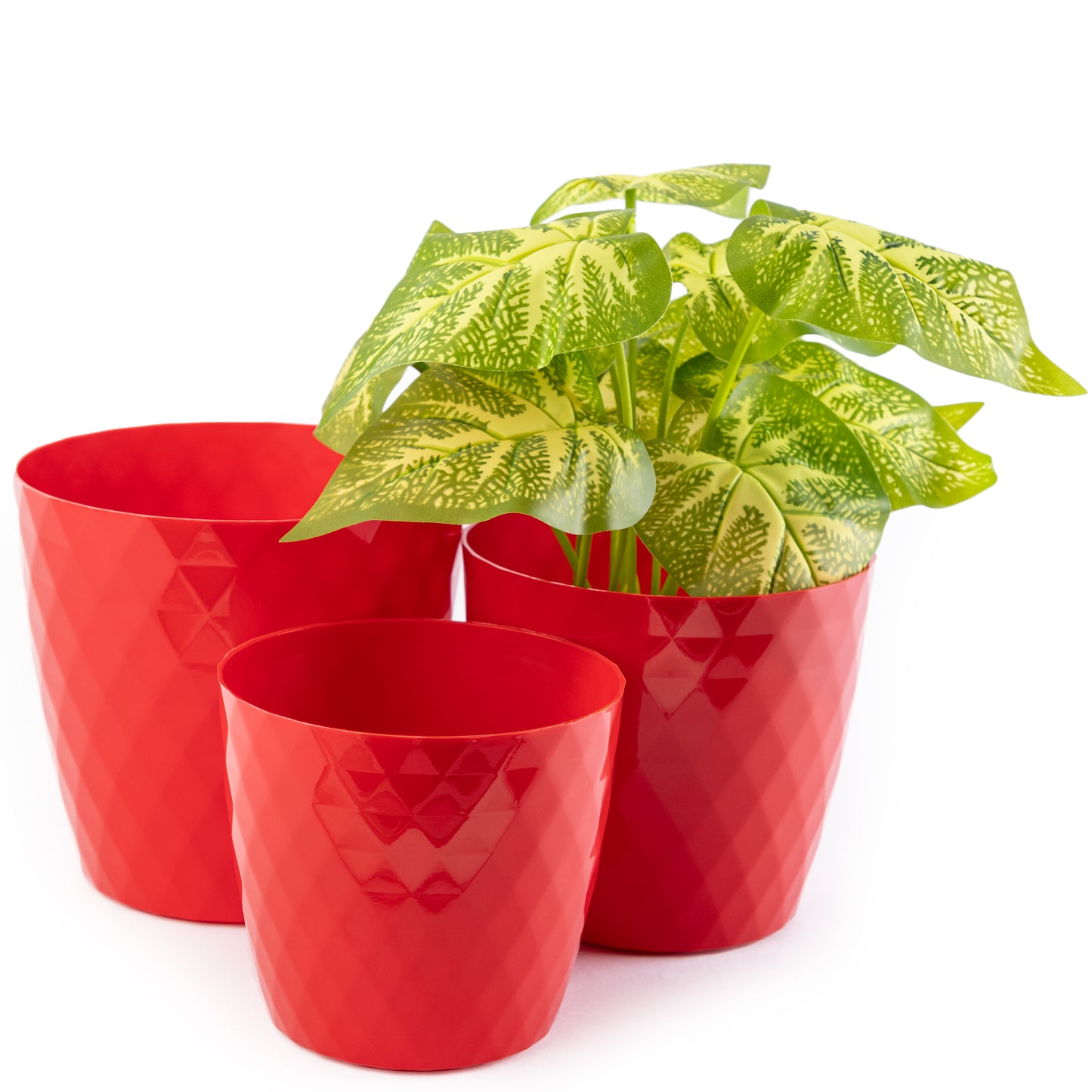 Crystal Plant Pots Set of 3 Sizes 14/16/18cm Plant Pot with Glossy Surface